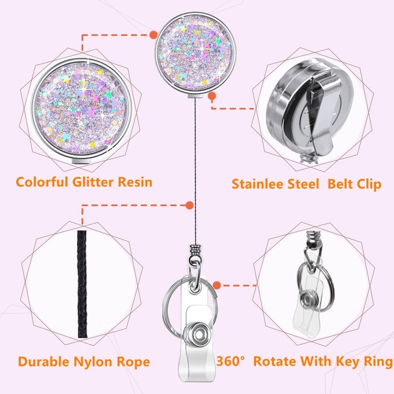 Boutilon Retractable Badge Holder, Retractable Badge Reels,Lightweight Plastic Badge Reel Card Holder with Key Ring Backing Belt Clip for Nurse,Volunteer,Teacher,Student(1 Pack Silver) - Image 3